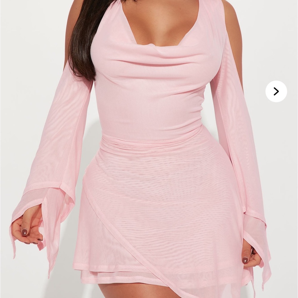 Elegant Pink Cold Shoulder Dress
